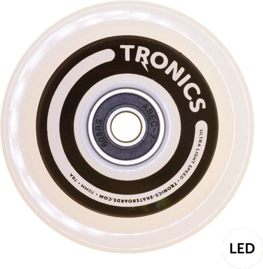 TRONICS 70mm x 51mm skateboardwielen PU wit LED wit