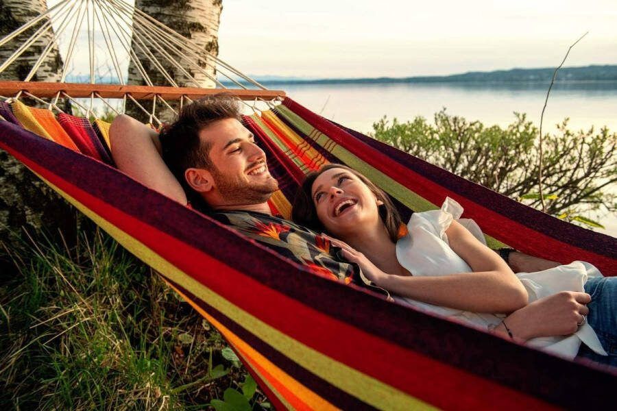 Tropical Staafhangmat XL handgemaakt in Brazilië 210 x 140 cm voor 1-2 personen tot 150 kg kleurrijk gestreept comfortabele hangmat