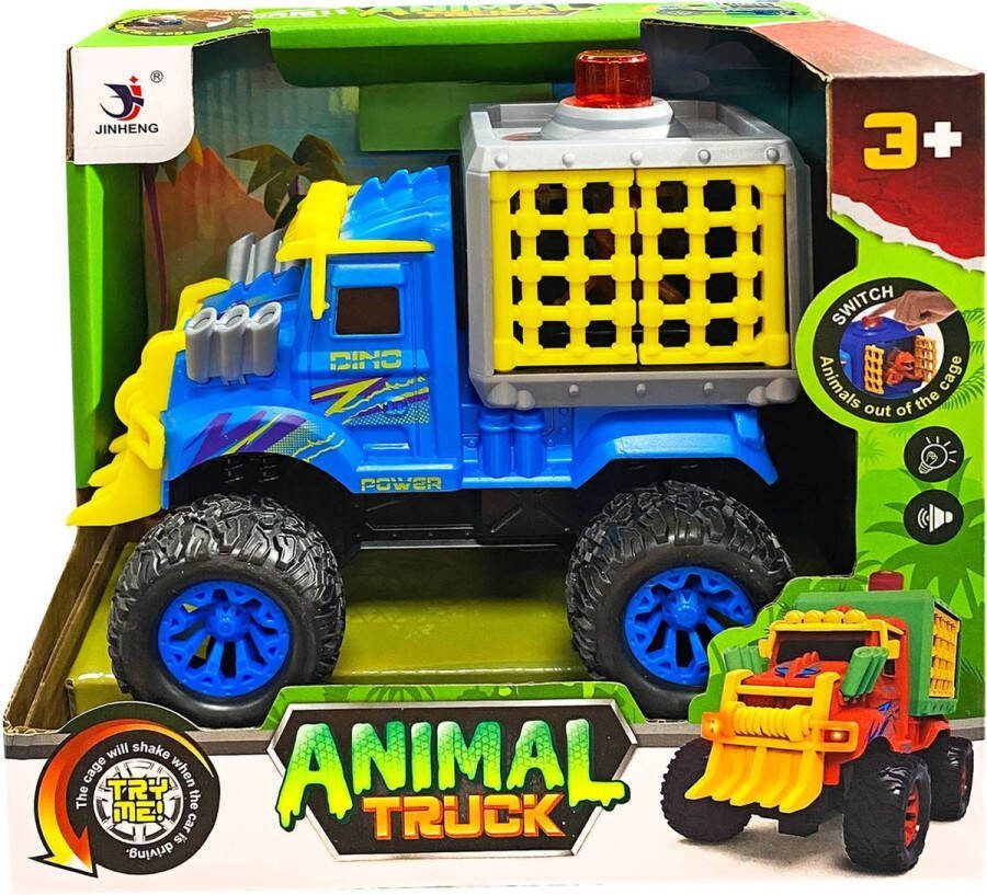 Truck met Dino in Kooi met Licht en Geluid 17 cm