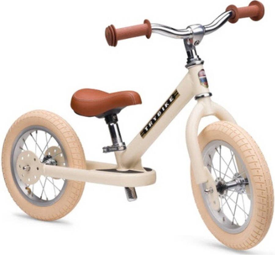 Trybike steel 3-in-1 Loopfiets vintage mat creme driewieler