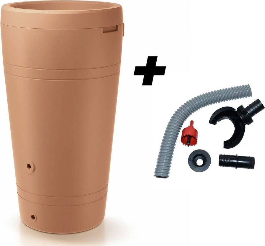 Tube regenton 230l terracotta met complete aansluitset