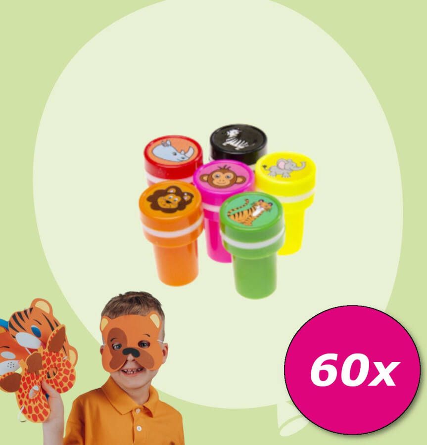 Tuf-Tuf Uitdeelcadeaus 60 STUKS Jungle Stempels Speelgoed Traktaties Uitdeelcadeautjes voor kinderen