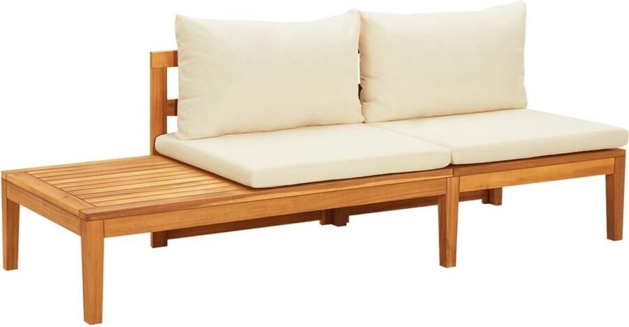 Tuinbak Acaciahout met lichte kussens Tuinset Loungebank Met tafel 175 x 66 x 60 cm