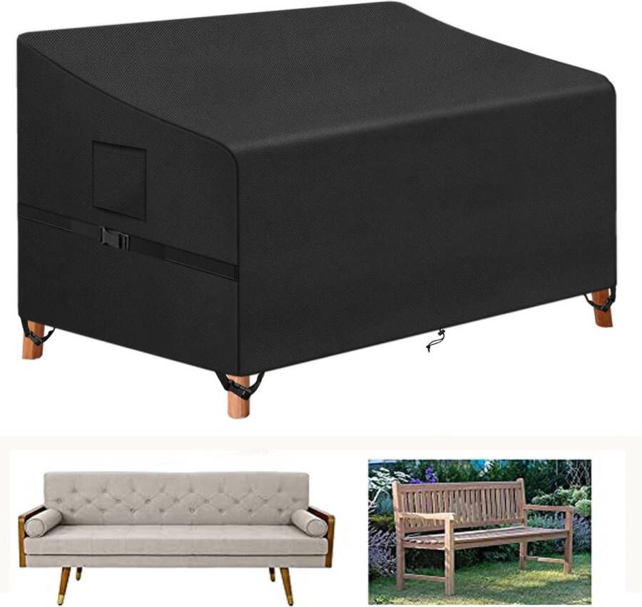 Tuinbankhoes 3-zits en buitentuinbankhoes beschermhoes voor tuinmeubelen 420D Oxford stoffen hoes voor tuinbank waterdicht winddicht UV-bestendig 163 x 66 x 63 89 cm