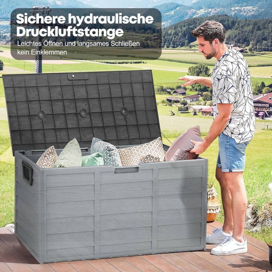 Tuinbox 300 liter opbergdoos kussenbox buitenopbergdozen dekboxen waterdichte tuinkist kunststof opbergdoos voor terrasmeubels tuingereedschap zwembadaccessoires
