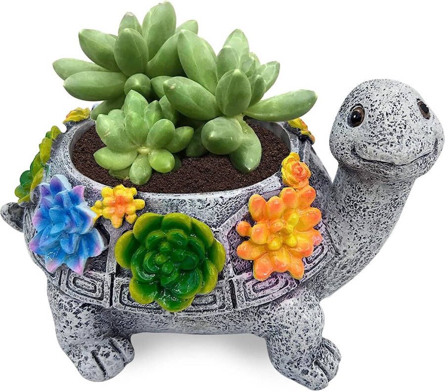 Tuindecoratie schildpad vetplanten bloempot schattige dierenvormige bloempotten decoratie hars cactus planten potten voor thuis kantoor bureau mini-ornament bloempotten balkondecoratie