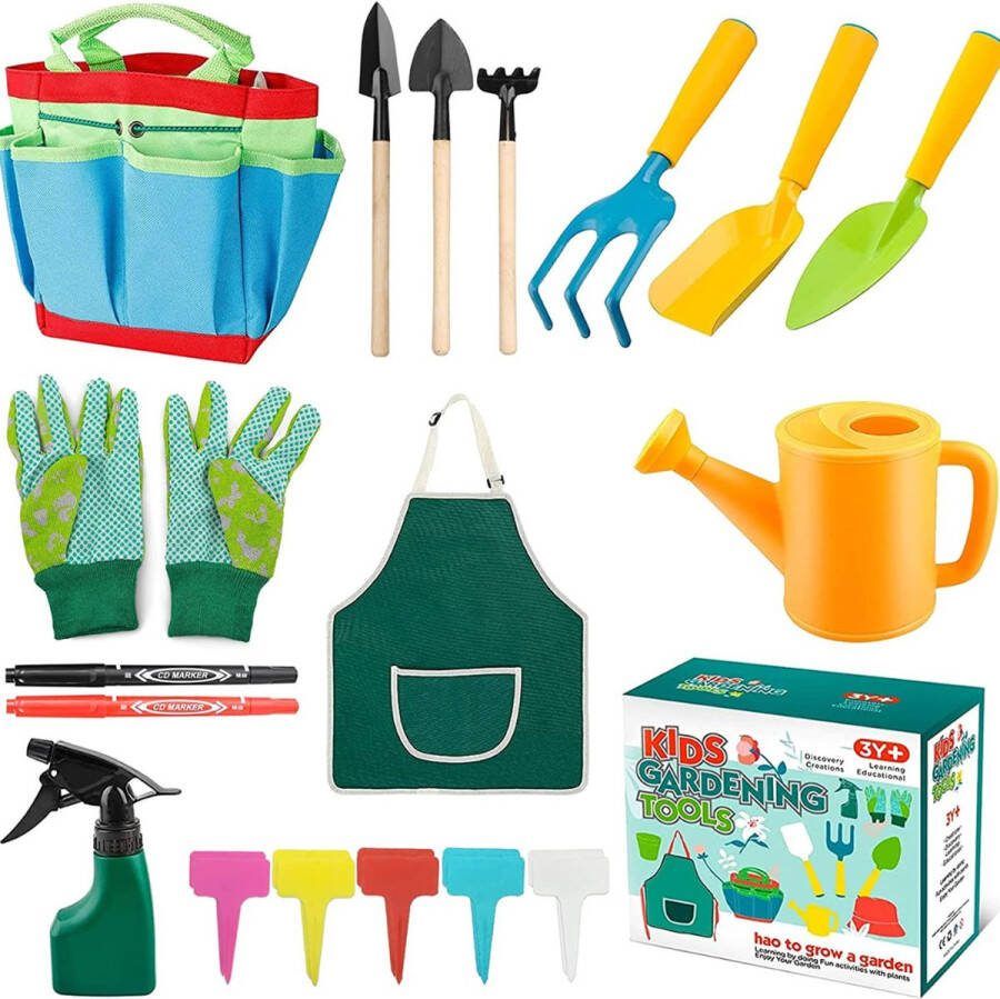 Onirique Tuingereedschap voor Kinderen Kinder Tuinset 23 stuks Speelgoed met Schep Gieter Kindertuinhandschoenen Tuinspeelgoed voor Kinderen