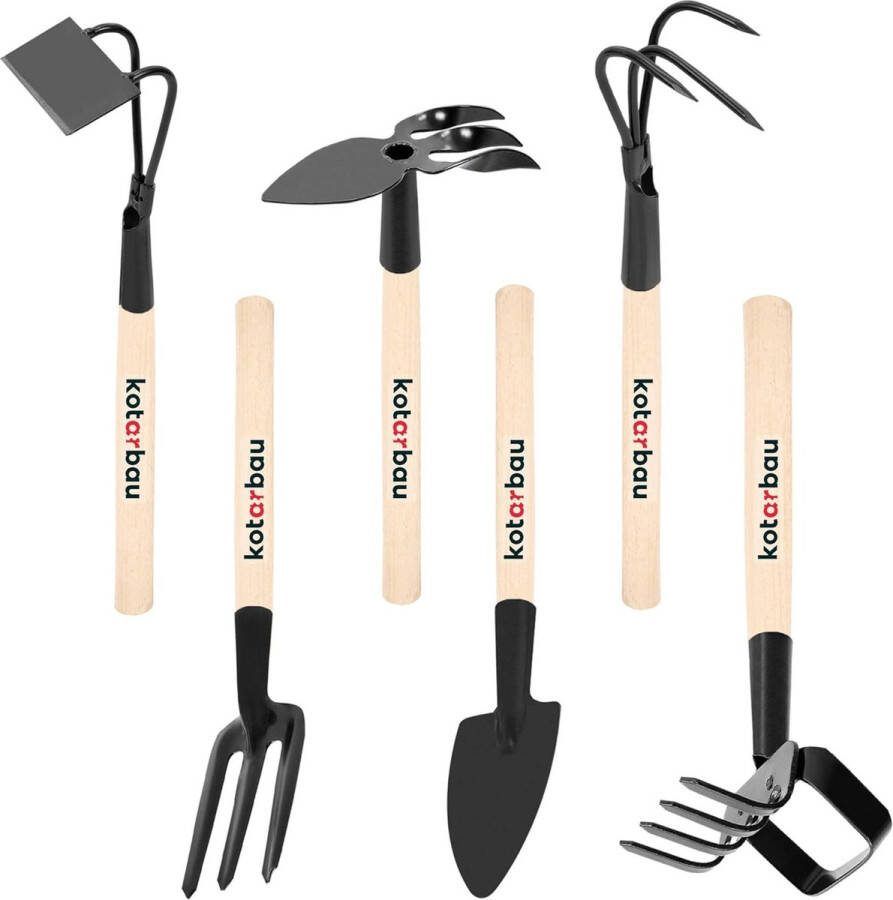 Tuingereedschapset 6-delig mini tuingereedschap fork kweek hark schoppen dubbele hak voor tuingereedschap om los te maken tuingereedschap