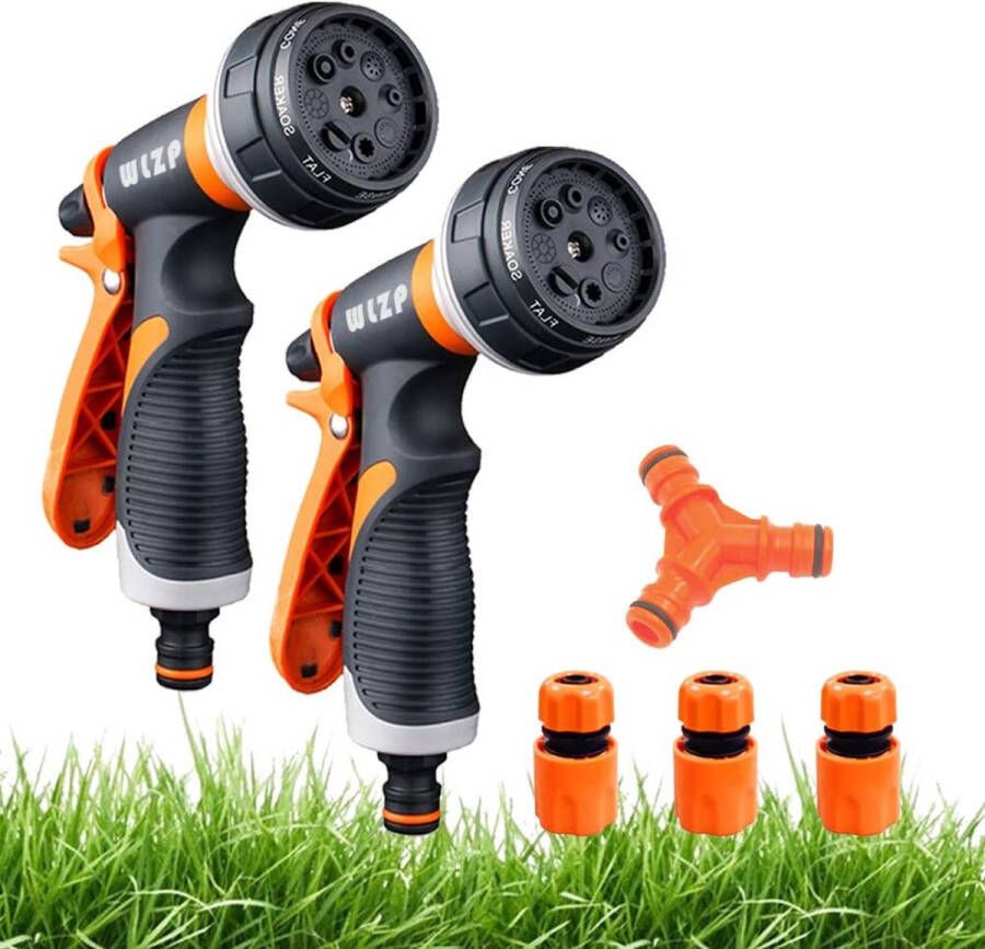 Tuinhanddouche irrigatiespuitpistool met 8 sproeipatronen Tuindouche Metaal Hogedruk handsproeier Spuitpistool voor tuinslang autowassen dierenbad Cadeau: 3 adapters 1 slanghouder