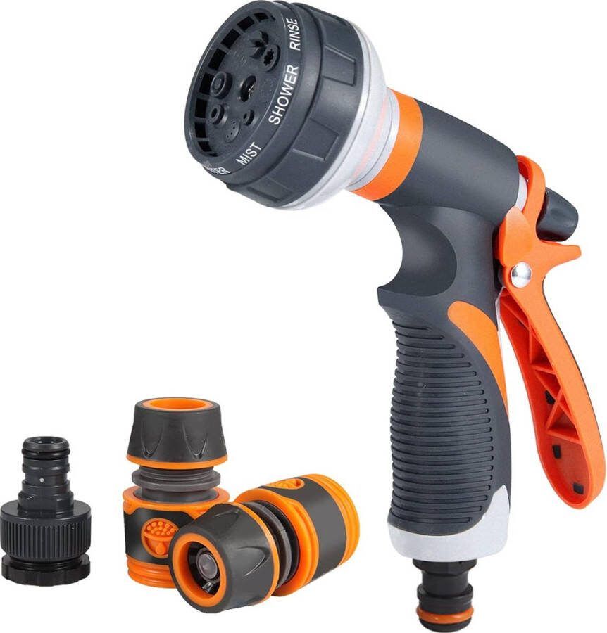 Tuinhanddouche tuinslang opzetstuk tuinsproeier voor irrigatie planten of gazon reiniging van huisdieren reiniging van Windows 1 2 inch slang (1 oranje)