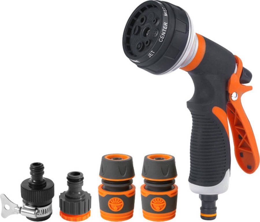Tuinhanddouche tuinslang opzetstuk voor irrigatie planten of gazon reiniging van huisdieren reiniging van Windows 1 2 inch slang (oranje kleur)