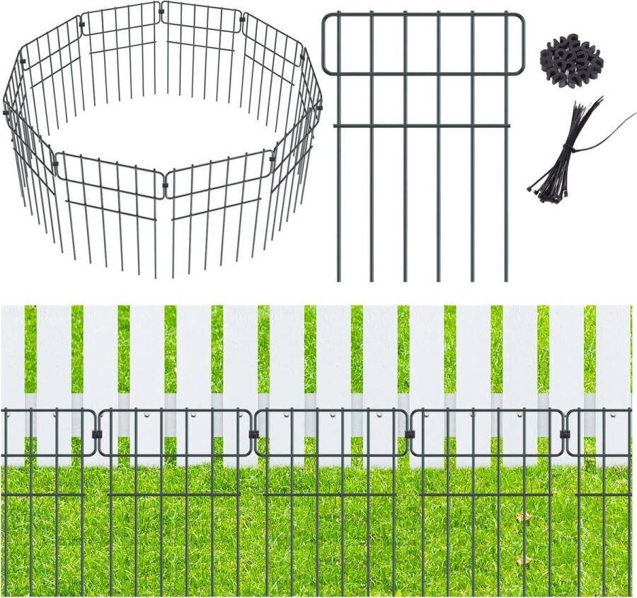 Tuinhek metalen hekelementen tuinhekken decoratieve omheining complete omheining tuinhek dieren omheining decoratief tuinhek metaal voor terras binnenplaats tuin (10 stuks)