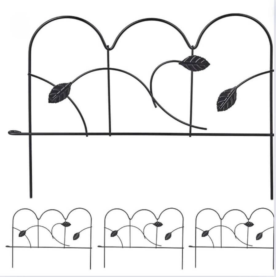Tuinhek Sierlijk Metalen Perkhekje Tuin decoratie voor buiten 4-delig Vintage Look Zwart 28 5 x 39 cm