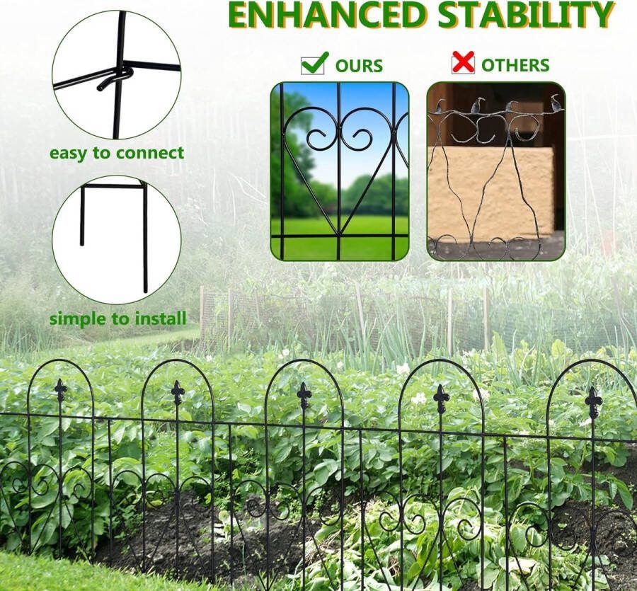 Tuinhek vijverhek 7-delige set hekelementen metalen insteekhek voor honden tuinhek complete set hondenhek tuinhek voor het plaatsen van sierhek 40 x 60 cm