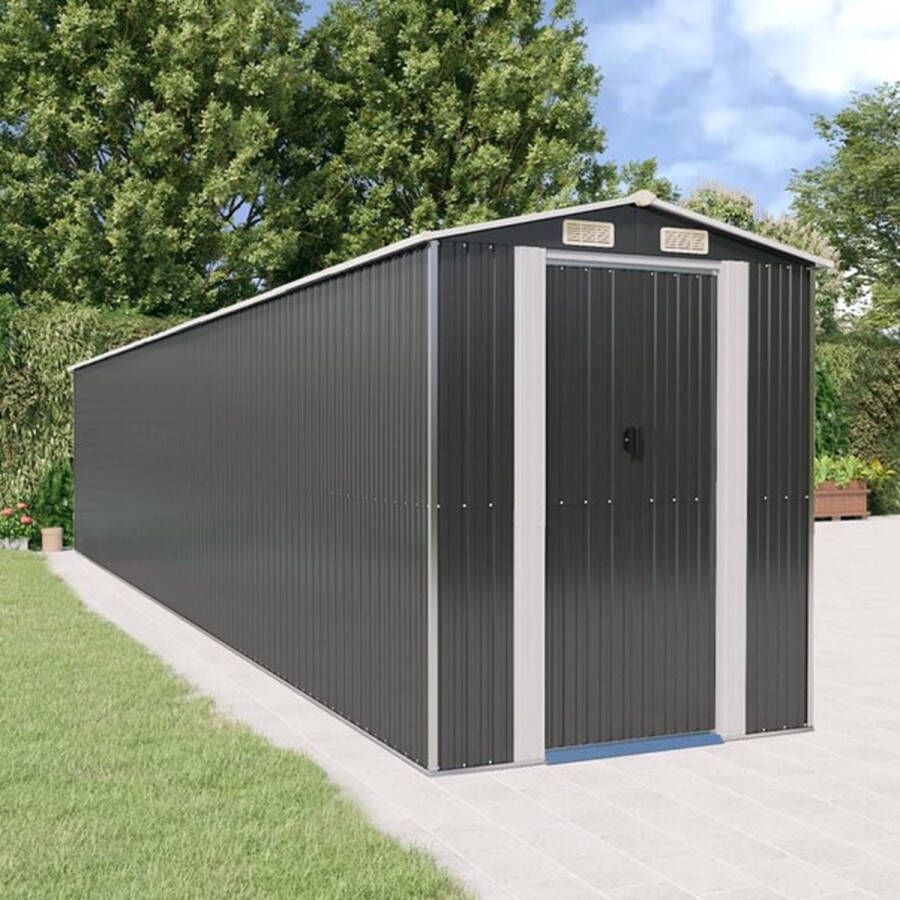Tuinhuisje 10 meter lang Antraciet Staal Tuinschuur – Schuurtje – Opbergen – Schuifdeur