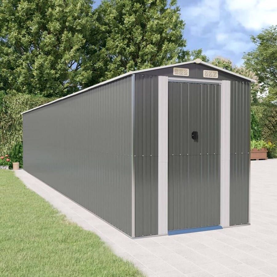 Tuinhuisje 10 meter lang Grijs Staal Tuinschuur – Schuurtje – Opbergen – Schuifdeur