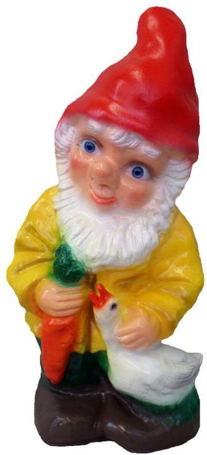 Tuinkabouter met gans beeldje 34 cm tuin decoratie en versiering grappige kabouter voor buiten