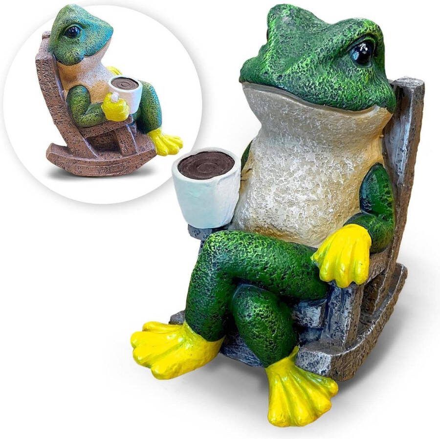Tuinkabouter Enchanted Garden Kikkerornament Buiten Ontspannend Hars Leuk Dierenbeeldje Terras Gazon Tuin Decor
