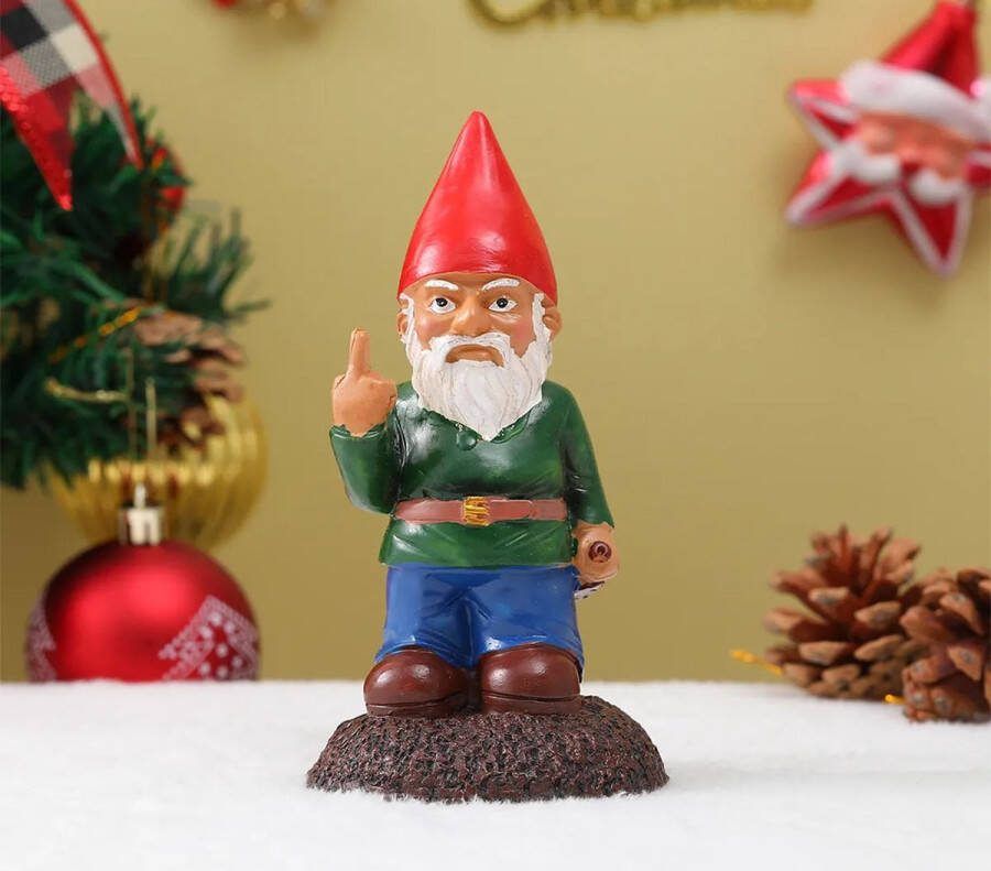 Tuinkabouter met middelvinger Decoratie voor binnen en buiten Voortuin Achtertuin Dwerg Tuinbeeld Resin Goede kwaliteit