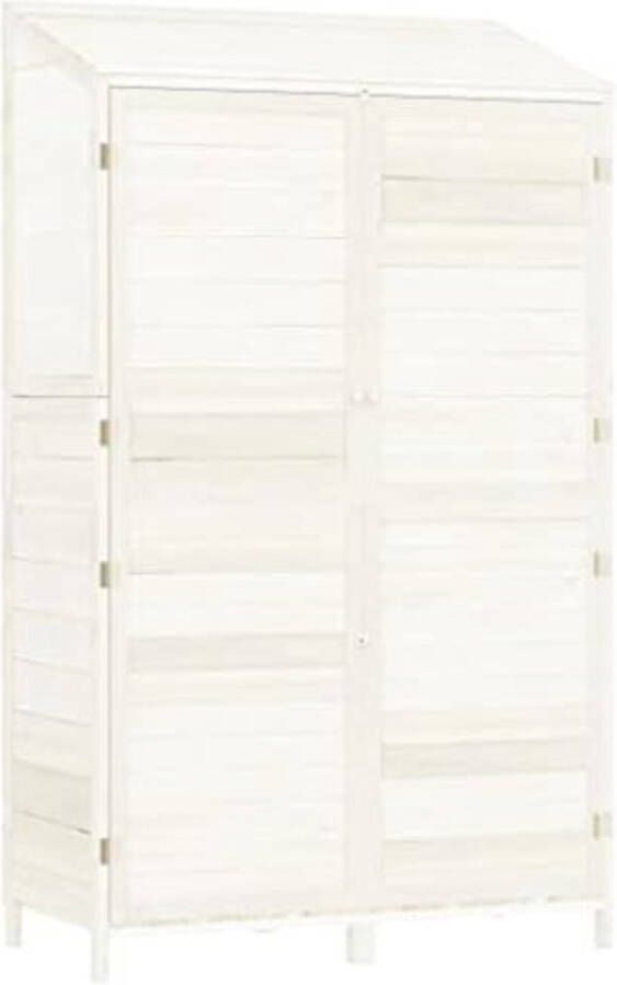 Tuinkast Hout Tuinkast Hout Berging -Tuinberging Hout Tuinkasten Voor Buiten 102x52x174.5 CM Wit