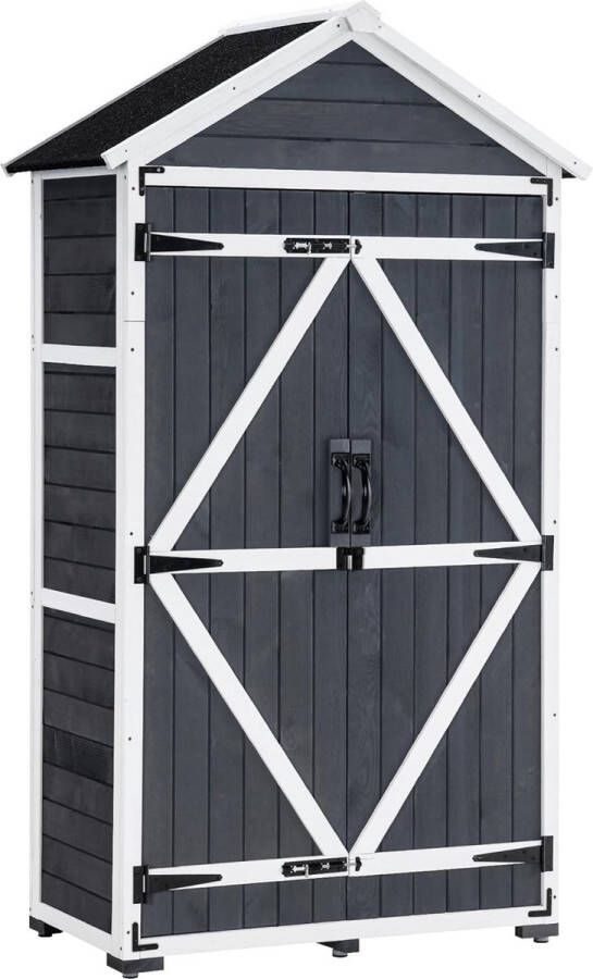 Tuinkast Hout Tuinkist Tuinkasten voor Buiten Tuinberging 50x90x180cm Grijs met Wit