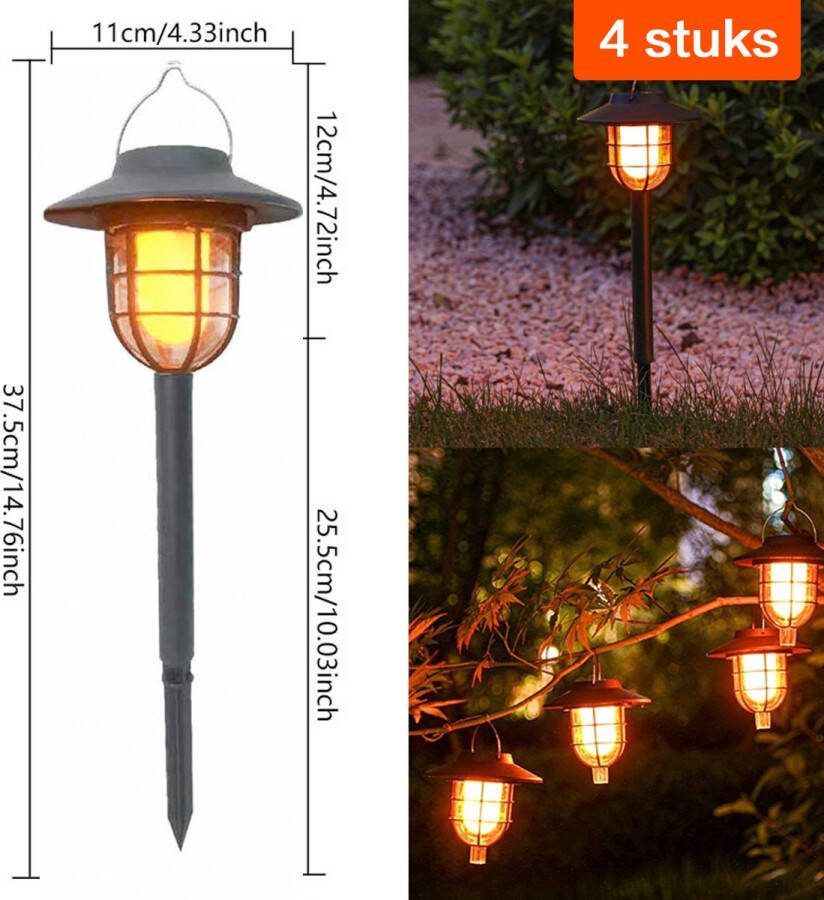 Tuinlicht Grondlicht Op Zonne-energie (4 stuks)-Zonne-tuinverlichting-Tuinlicht-Tuinlicht Op Zonne-energie-Warm Wit -Grondspots-LED Spot -Licht In De Grond Of Hang In Bomen -8-10 Uur Buitenverlichting-IP65 Waterdicht