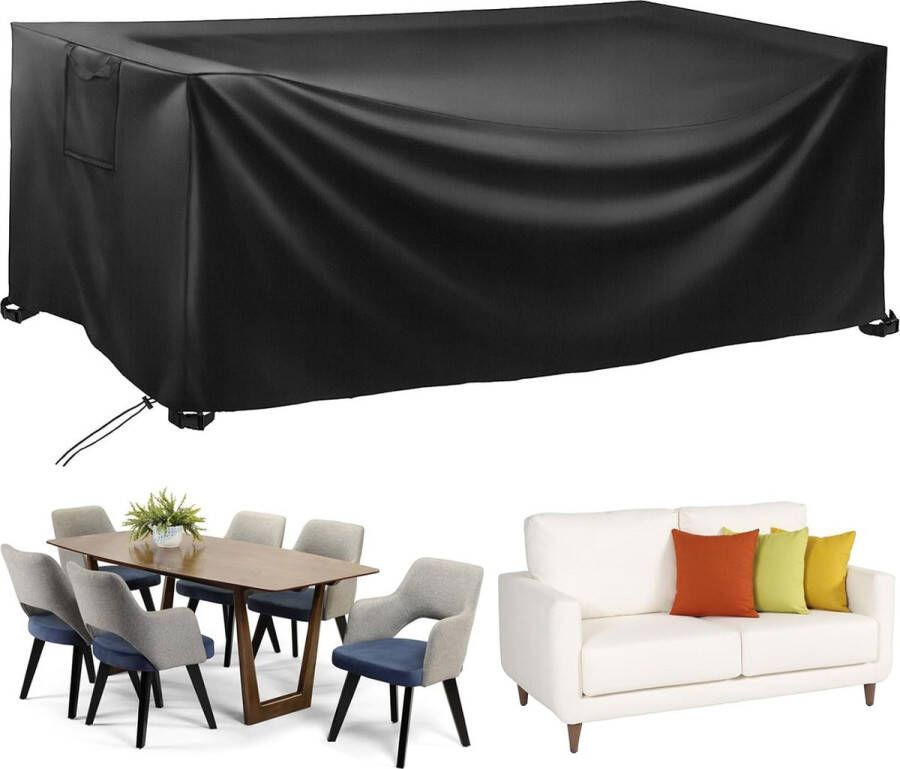 Tuinmeubelhoes 200 x 160 x 70 cm terrasset waterdicht 420D Heavy Duty Oxford Polyester Tuintafelhoes Winddicht Anti-UV voor stoel en tafel Outdoor Rotan Sofa Cover Rechthoekig
