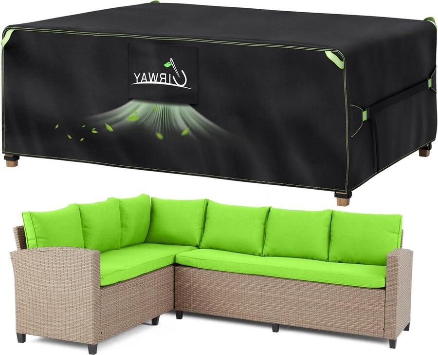 Tuinmeubelhoes 200 x 160 x 74 cm Waterdicht en ademend Beschermhoes voor buitenmeubels 420D Reflecterende strips
