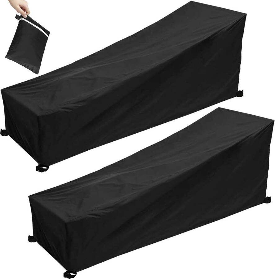 Tuinmeubelhoes Beschermhoes voor loungebank-Beschermhoes voor ligbed-Weersbestendige Beschermhoes Ligbed -Premium- Waterproof-Hoes voor Tuin-Waterdicht-2PCS-200X70X40X75CM- Duurzame meubelhoes voor ligstoel-hoes voor strandstoel voor buiten