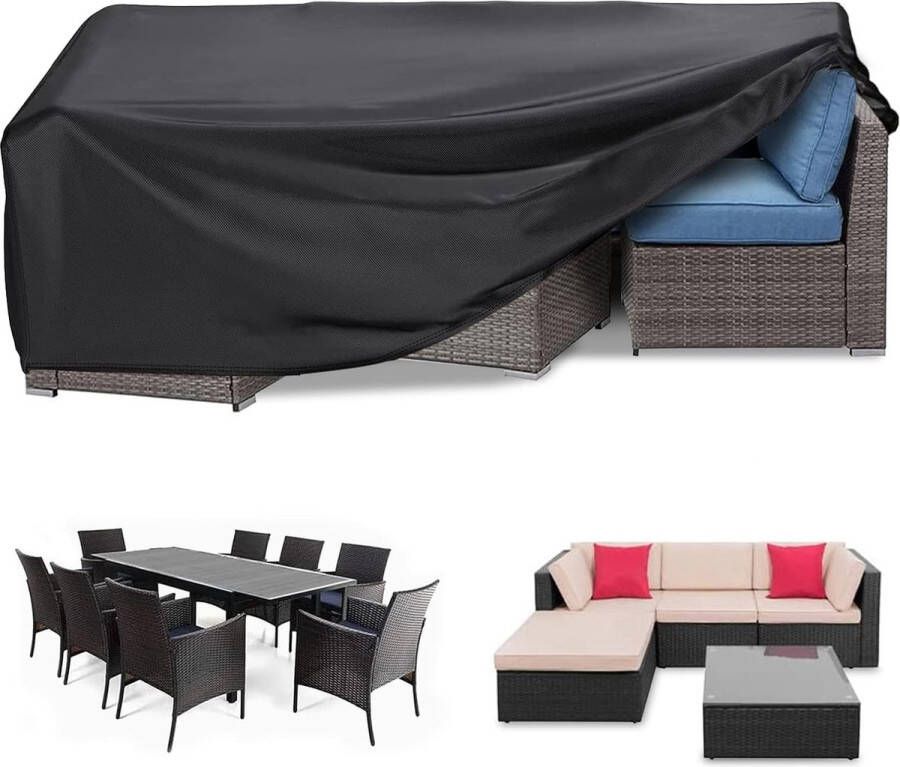 Tuinmeubelhoes Waterdicht Zwaar uitgevoerd 420D Oxford-stof 250x200x90cm Rechthoekige tuintafelhoezen Terrastafelhoes Waterdicht Anti-UV Rotan meubelhoezen