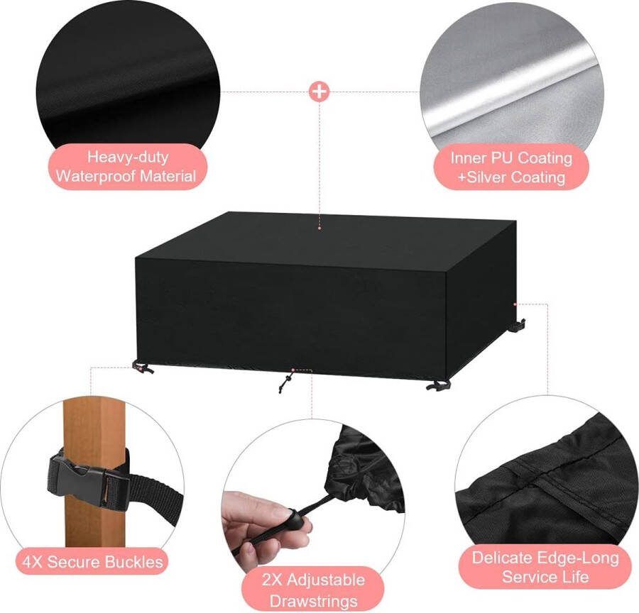 Tuinmeubelhoes waterdichte beschermhoes voor tuinmeubelen afdekking voor tuinmeubelen hoezen voor tafel en stoelen rechthoekig 130 cm x 75 cm x 71 cm