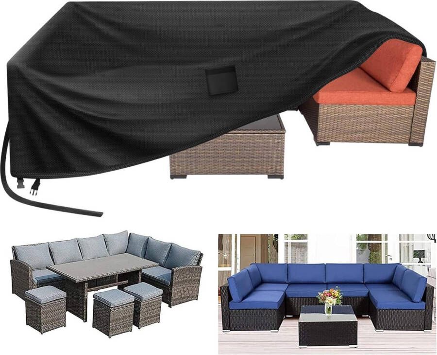 Tuinmeubelhoezen 280 x 205 x 106 cm terrasmeubelafdekking waterdicht 420D Oxford-doek rotan meubelafdekking winddicht uv-bescherming