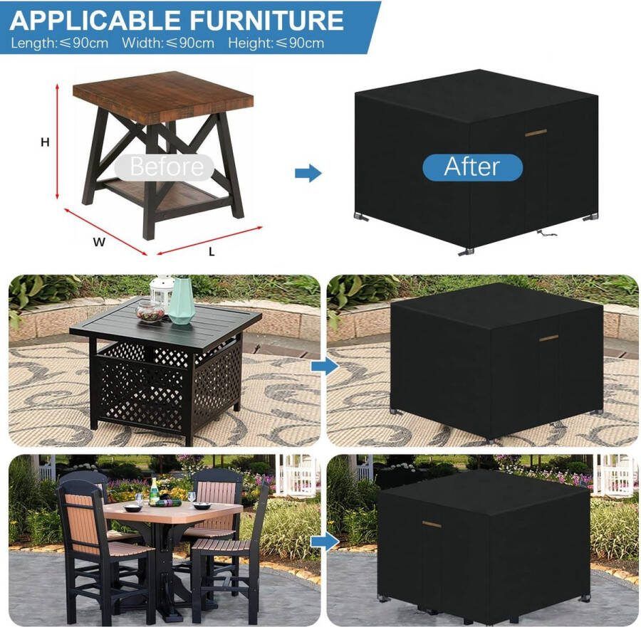Tuinmeubelhoezen voor Buiten Tuinmeubelen Beschermhoezen Waterdichte set Afdekzeil voor Loungemeubel Tafel Stoelen Salontafel Banken Zitgroep Rechthoekig Afdekhoes 200x160X70cm