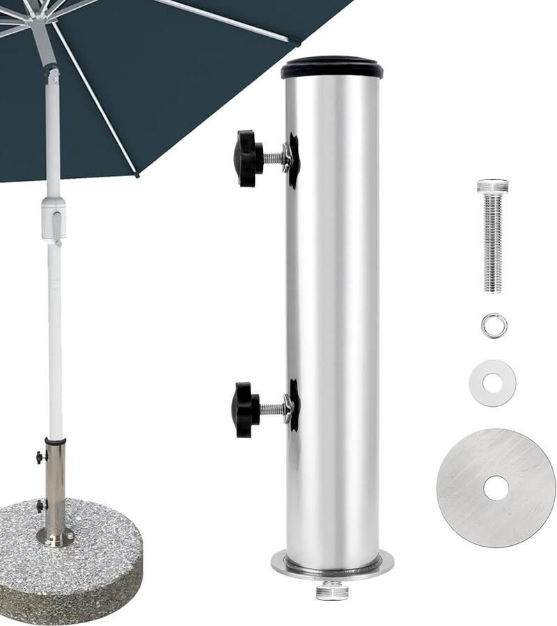 Tuinparasol staande buizen universele parasolvoet standaard parasolbasis standbuis met 3-delige verloopring (48 38 32 mm) voor graniet ijzeren plaat parasolvloeren cementplaat