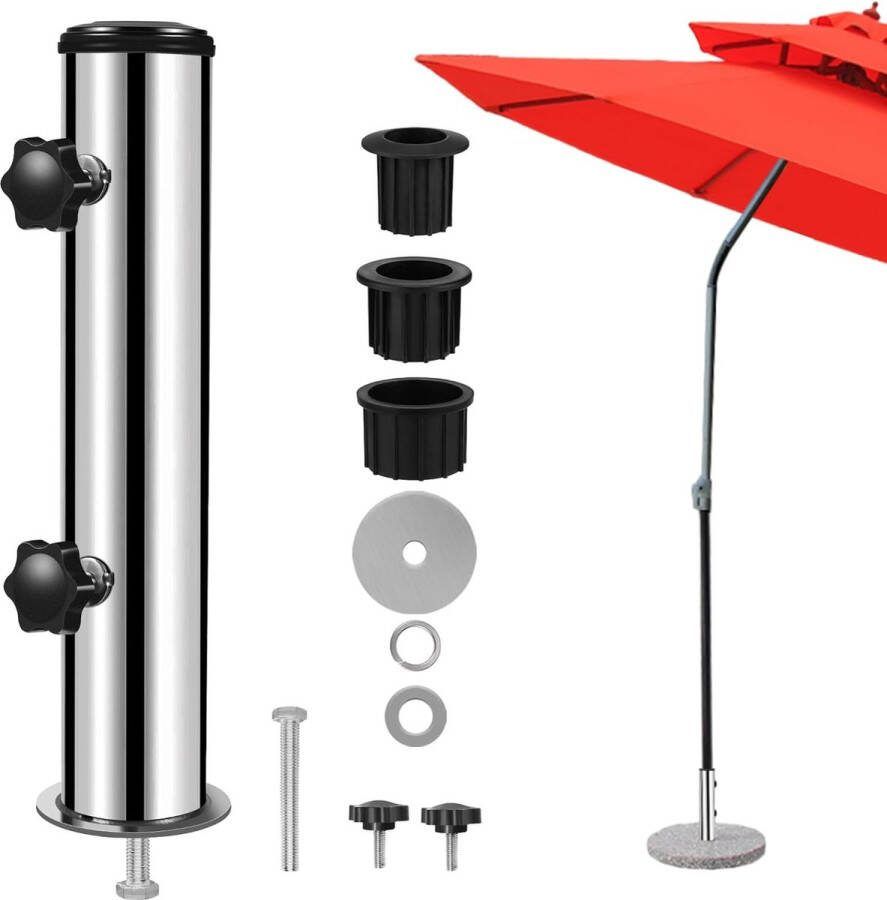 Tuinparasolstandaard universele tuinparasol-standpijp Parapluhouder met 3 vergrendelwielen (48 38 32 mm) parasolbasis-standpijp voor granieten plaat marmerblok cementpaneel