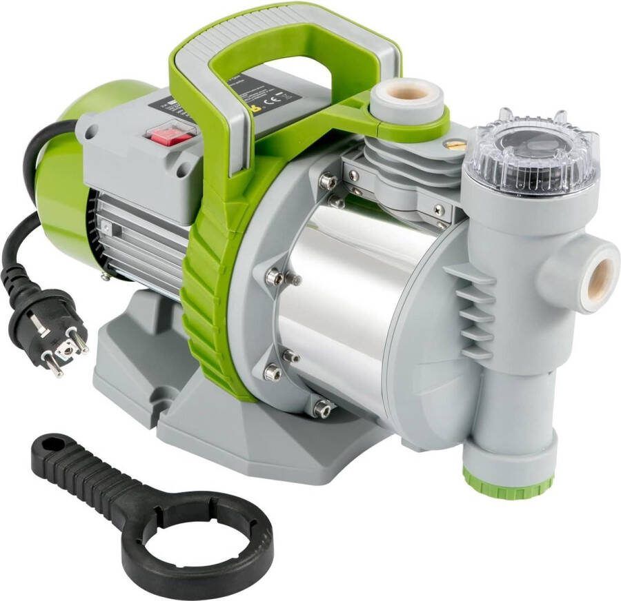 Tuinpomp 1100 W Max. Debiet 4560 l u Centrifugaalpomp 45 bar Plat filter Zwembadpomp Max. Opvoerhoogte 45 m Irrigatie Wateroverdracht fonteinpomp