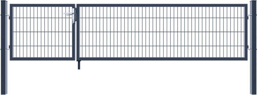 Tuinpoort Tuindeur Dubbele poort Verzinkt staal 80 x 350 cm Antraciet