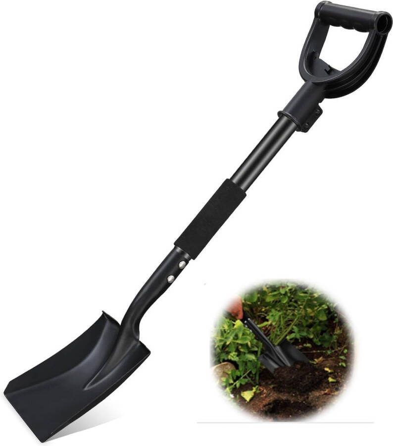 Tuinschep om te graven Heavy duty metalen compacte schop Camping tuin auto Zwart 78 cm