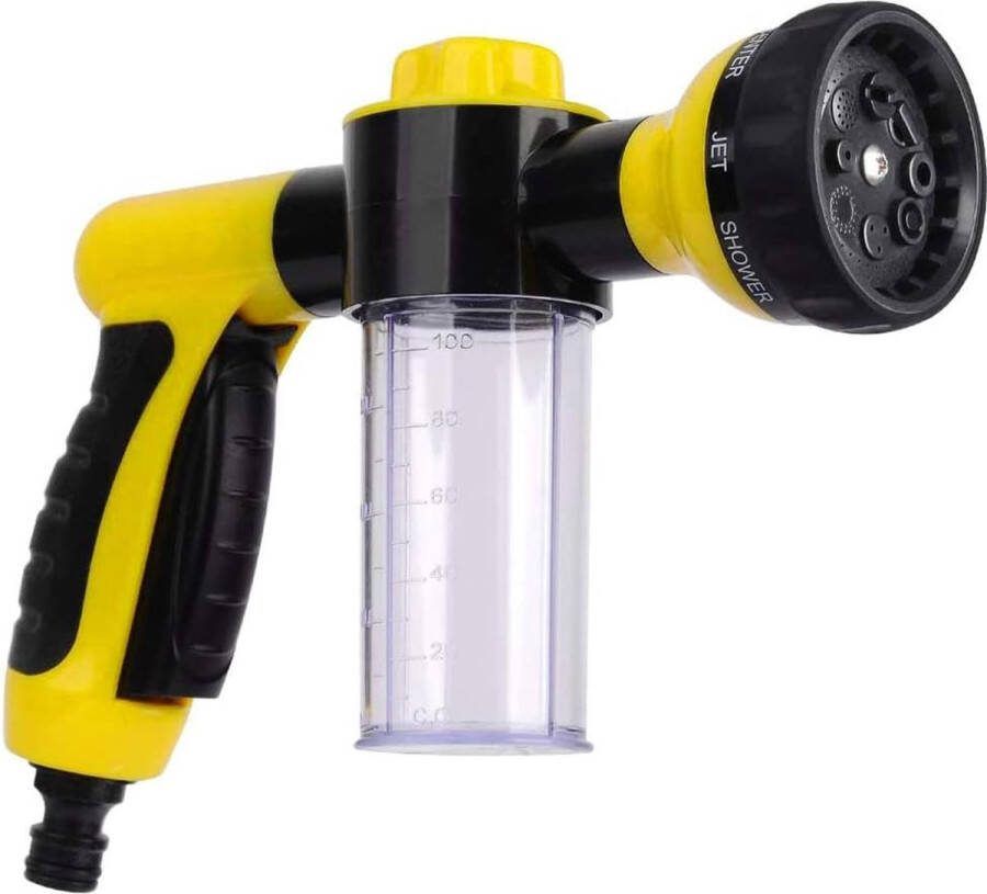 Tuinschuim Watersproeier Slang Schuimmondstuk Zeepdispenser Pistool voor Autowasstraat Huisdieren Doucheplanten Watering (Geel)