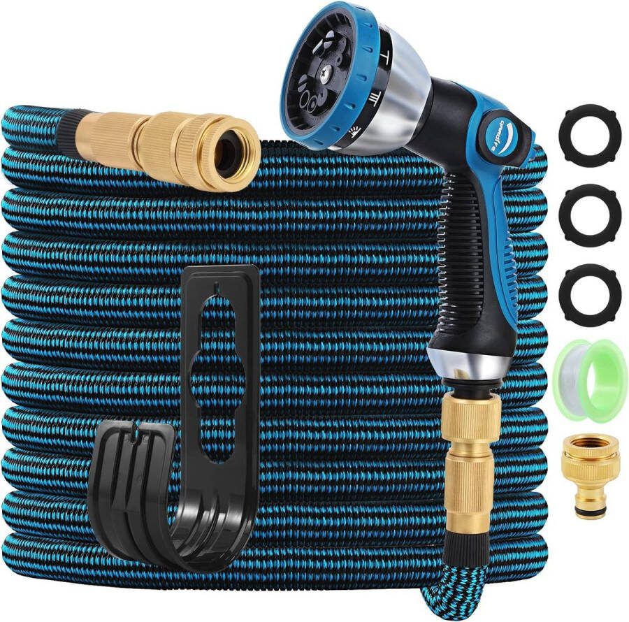 Tuinslang 30 m uitbreidbare waterslang met 10 functionele slangsproeiers extra stevigheid 3750D flexibele slang met 3 4 inch massief messing beslag voor buiten