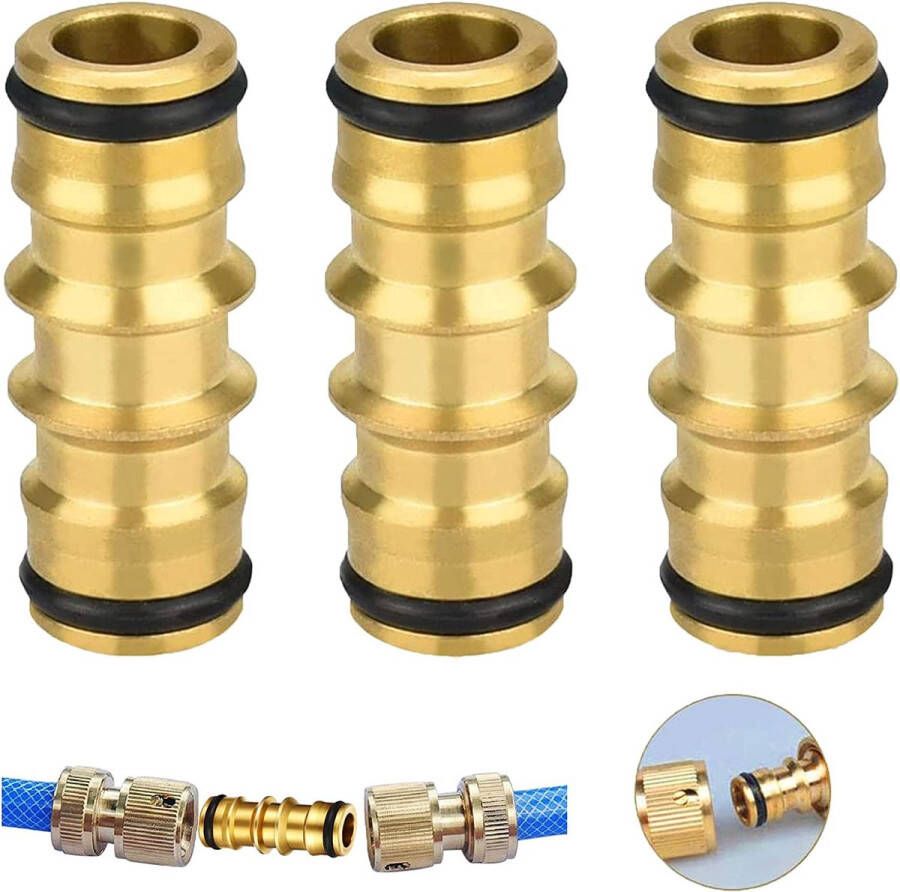 Tuinslang Adapter Twee Manier Koppeling Eindconnector 3 Messing Dubbele Mannelijke Connector Hogedrukreiniger Koppelingen Connectoren Extender Tuinslang Pijp Messi