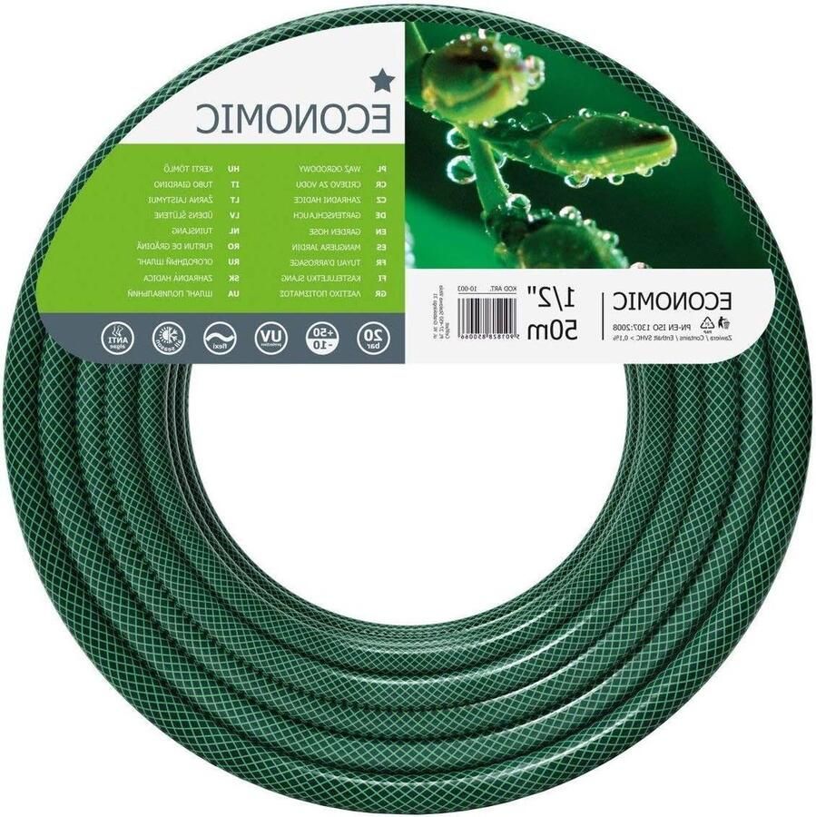 Tuinslang ECONOMIC flexibel 3-laagse slang Polyester gekruist gevlochten UV-bestendig 1 2 50m Groen 50 meter lengte