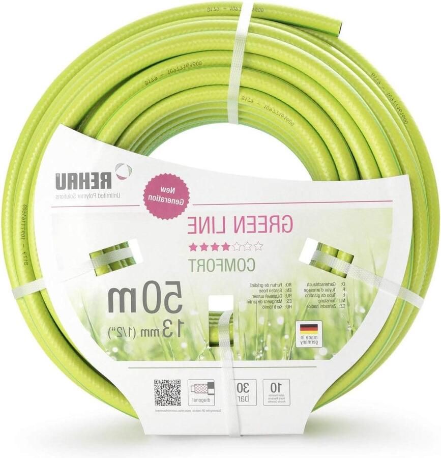 Tuinslang groen-geel 30 meter met universele koppelingen