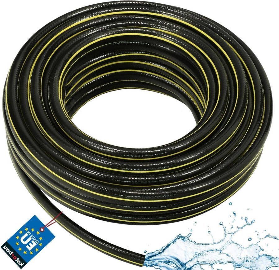 Tuinslang professioneel gieten planten 4-laags 30 m versterkt zwart-geel 1-2 inch Tuinslang