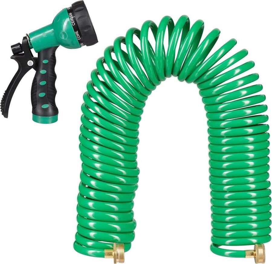 Tuinslang spiraal 20 meter flexibel 7 standen waterslang spuitpistool voor tuin en balkon