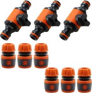 Tuinslangaansluiting slangkoppeling met regelventiel tuinslang afsluiter waterslang aansluiting voor 1 2 inch slang 3 stuks