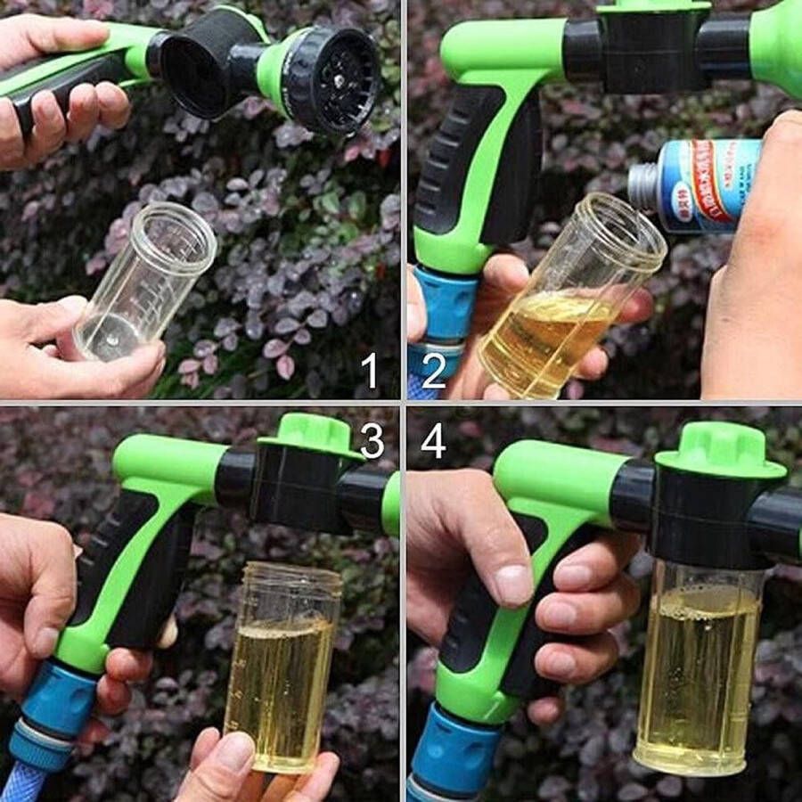 Tuinslangspuitpistool met 8 modi hogedruk handdouche irrigatiesproeier voor het besproeien van auto's wassen van huisdieren Reiniging met opslagcontainer