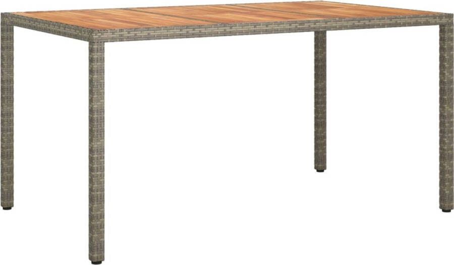 VidaXL Tuintafel 150x90x75 cm poly rattan en acaciahout grijs