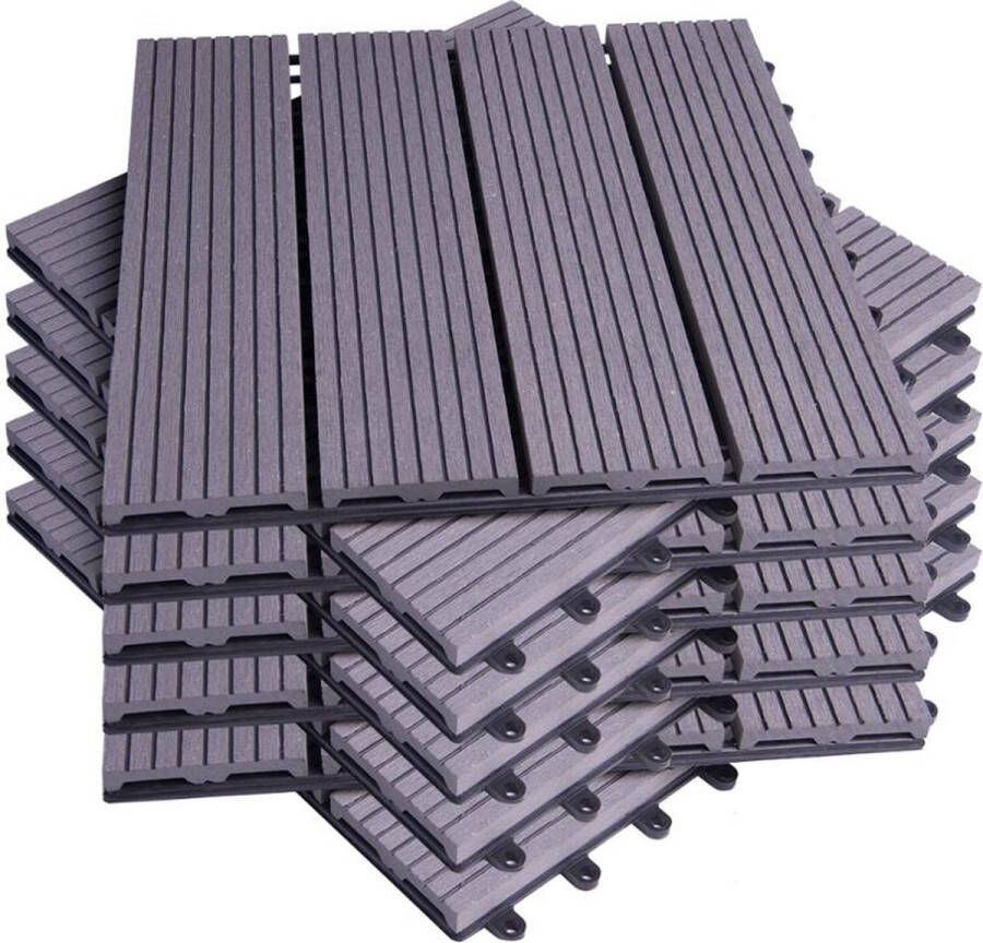 Tuintegels Terrastegels Vlondertegels 30x30cm Set van 11 stuks Licht Grijs