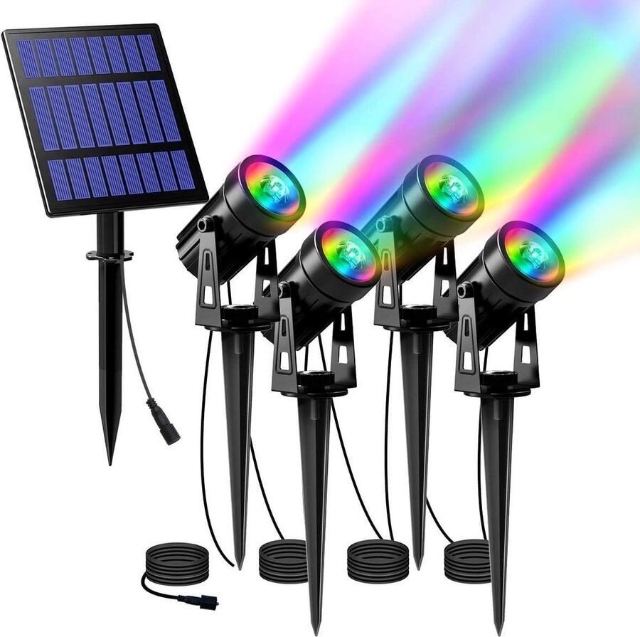 Tuinverlichting op Zonne-energie 4 stuks led-tuinverlichting waterdicht zonnelamp buitenlamp padverlichting spotverlichting kleurverandering